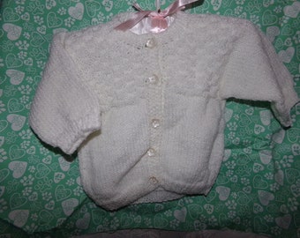Hand Made Baby Sweater /  Vintage /  New Born Baby white Knitted Sweater /  Baby Shower Gift  /  Nursery Gifts
