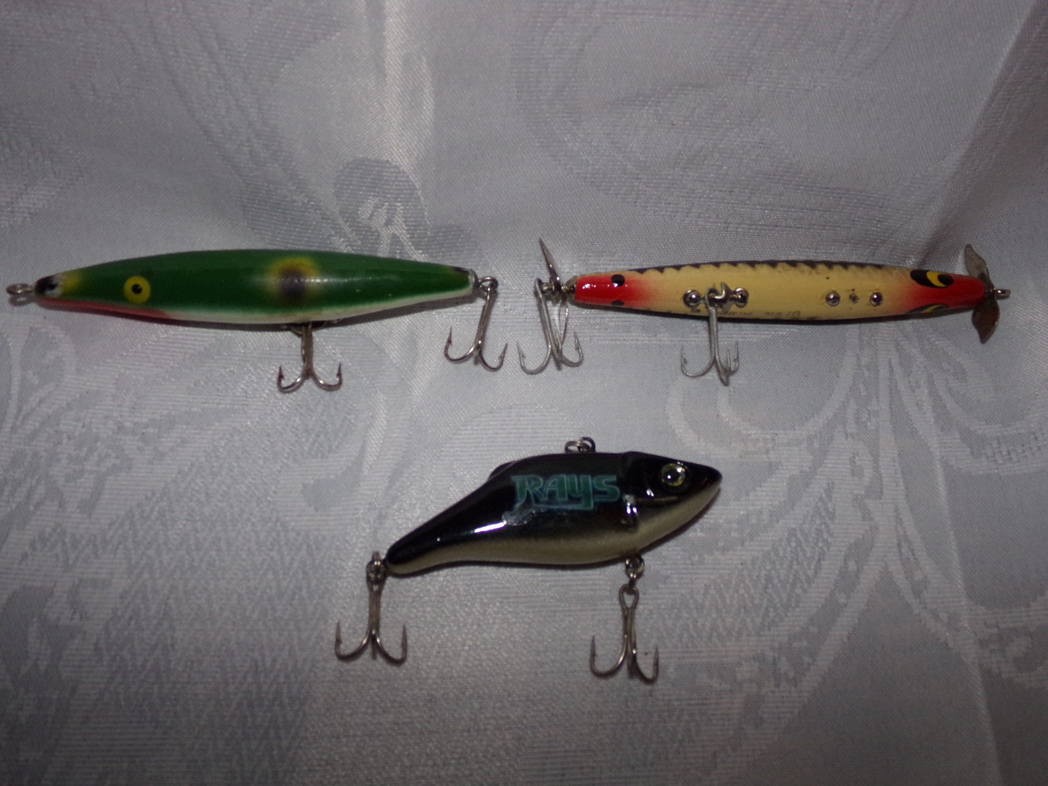Vintage Rare Fishing Lures / set of 3 Fishing Lures / Dewig fishing lure /  Rays Black fish Glass eye Lure / Collection of lures
