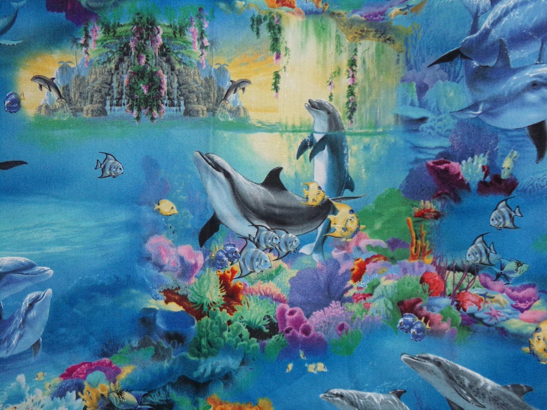 Under the Sea Fabric / Dolphins Under the Sea Fabric / Marine Life ...