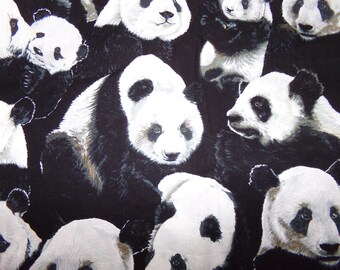 Panda Cotton Fabric /  Giant Pandas Fabric /  remnants fabric / Designer fabric  / Washington Zoo Panda