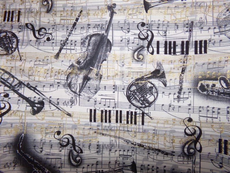 Jazz Musical Fabric / Musical Instruments Fabric / Music Teacher Fabric