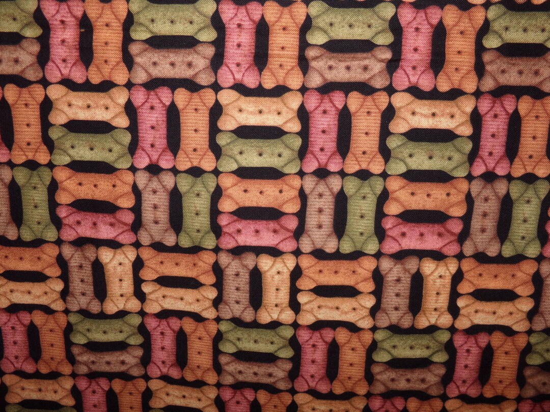 Dog Bone Fabric / Cotton Dog Bone Fabric / Dog Treat Fabric / End of
