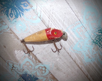 Vintage Wood Fishing Lures  /  3'' Anglers fishing Lure /  Octopus Hooks Fishing Lures  / Gift for the Fishermen  /