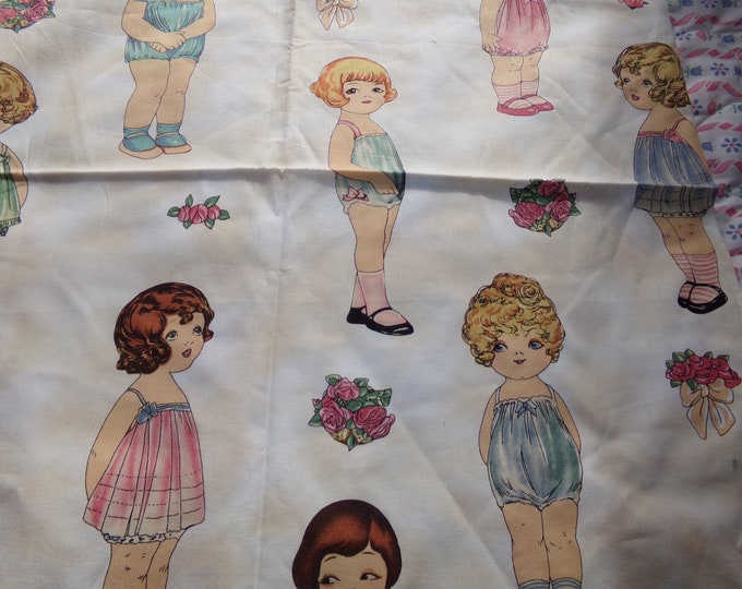 Vintage Paper Doll Fabric / Large Paper Doll Fabric / Quilt Paper Doll