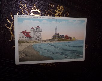 Vintage Salisbury Beach Ma  /   1928 Postcard from Salisbury Beach /   Vintage Coast Card Station Postcard /   Vintage postage and card