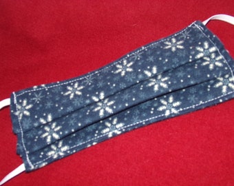 Cloth Face mask /  Flannel Face Mask / Adult Winter face mask / Snowflake Face mask / Washable face mask / Fashionable face mask