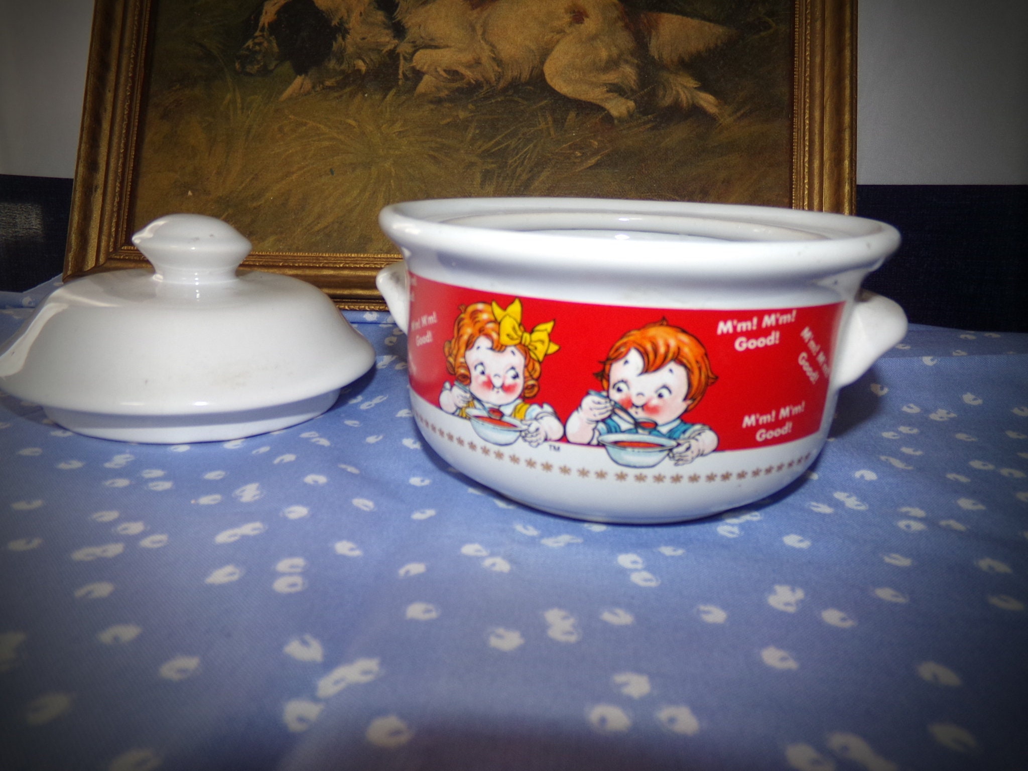 Vintage Campbells Soup Bowl W/ Lid / Farm House Kitchen / Childrens Soup  Bowl / M'm M'm Good Bowl / Retro Kitchen 