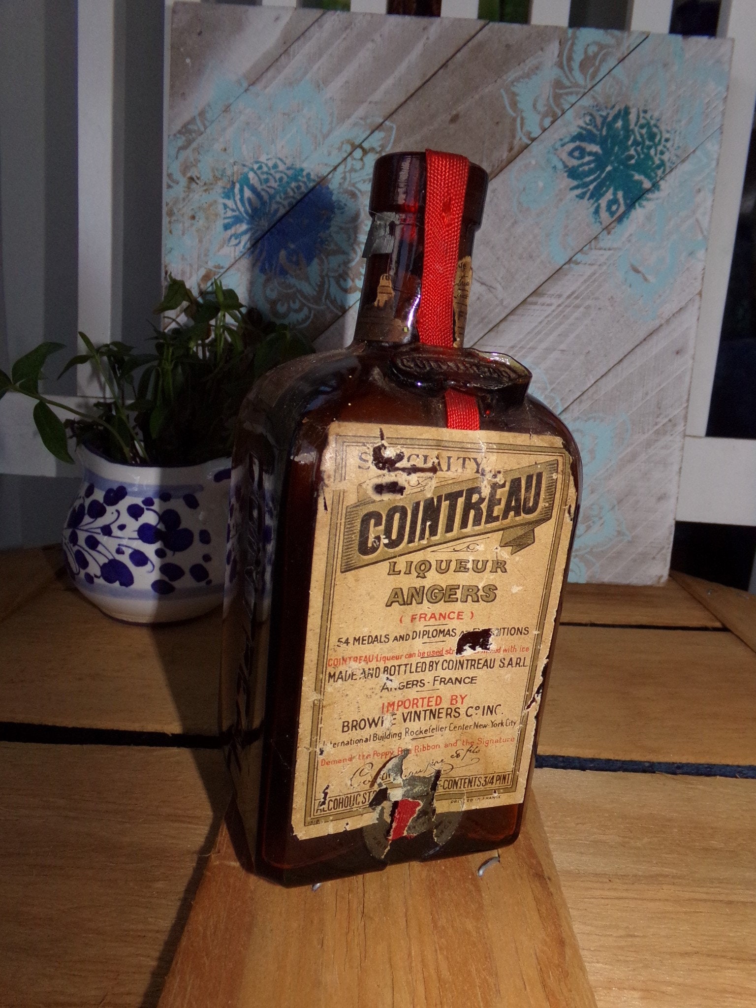 Vintage Cointreau Liqueur Bottle with Original Cork - France - 24 oz
