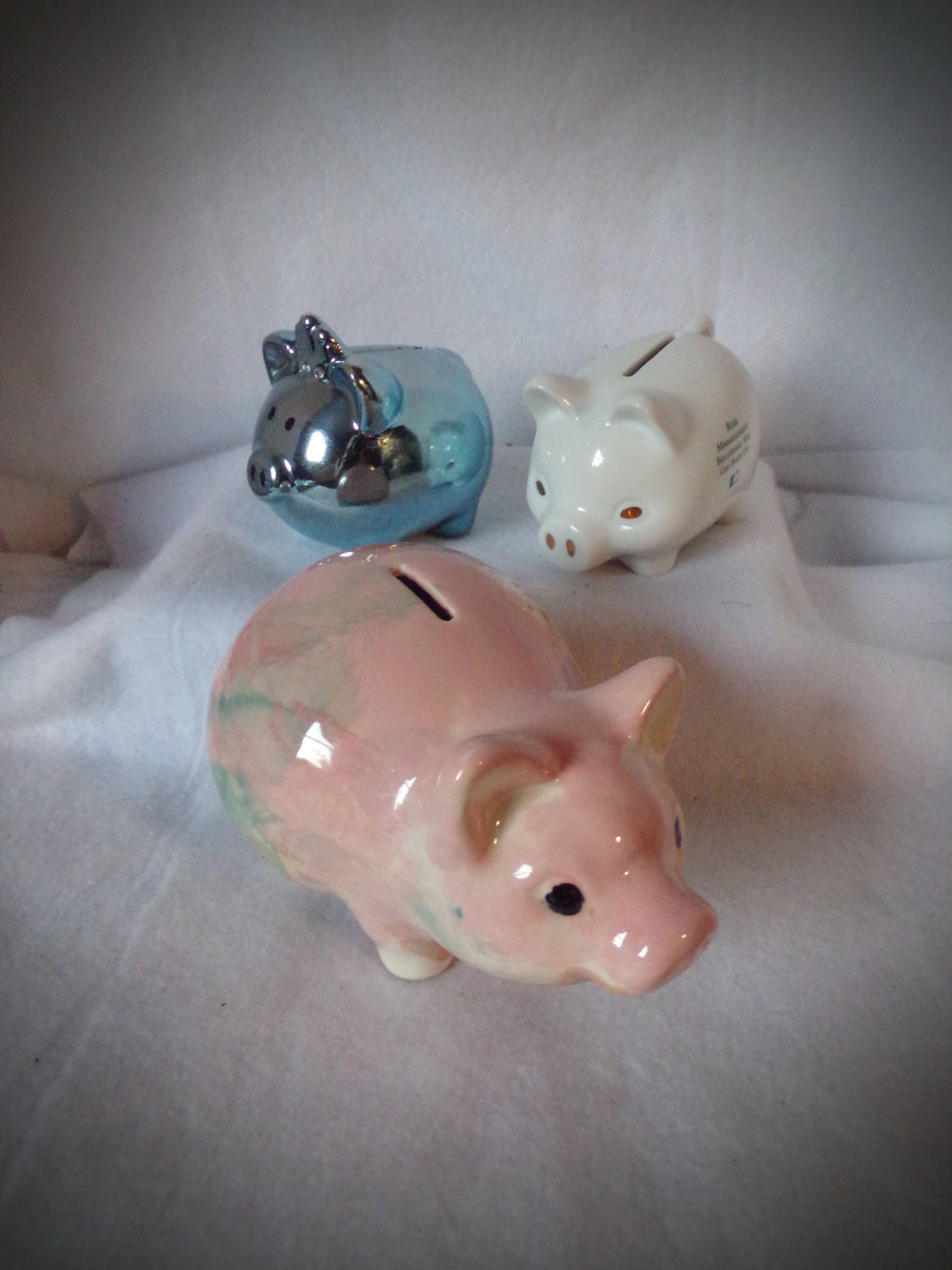 Vintage Piggy Banks . Set of 3 Piggy Bank's. Hand made Etsy