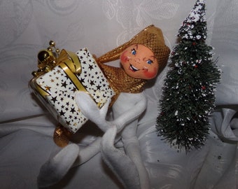 Rare Elf /   18'' Annalee White Elf /  Collectible Old Doll / Christmas Elf /  Holiday decoration