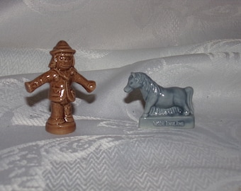 Vintage Wade Whimsies  figurines /set of 2 Red Rose Tea Figurine Collection /  Blue Pony Wade of England  /  Scarecrow Vintage wade figurine