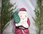 Vintage Folk Art Figurine Hand carved wood Santa Claus Farm House Santa Primitive Folk art Santa