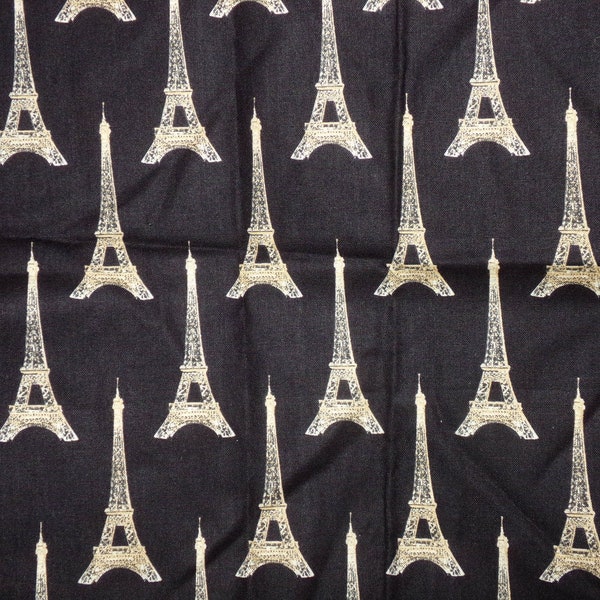 Paris Fabric /   Black and Gold Paris Fabric  / I Dream of Paris  Fabric / Black and Gold fabric  / Quilting Fabric   /  Fat Quarter Fabric