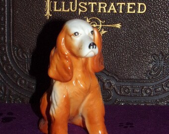 Dog Figurine  /  English Springer Cocker Spaniel Figurine /  Porcelain Dog Figurine / King Charles Spaniel