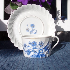 Rare Tea Cup /  Limoges French Tea Cup  /  Vintage Embossed Swirl Porcelain Tea Cup and Saucer / Vintage Paris Tea cup & Saucer
