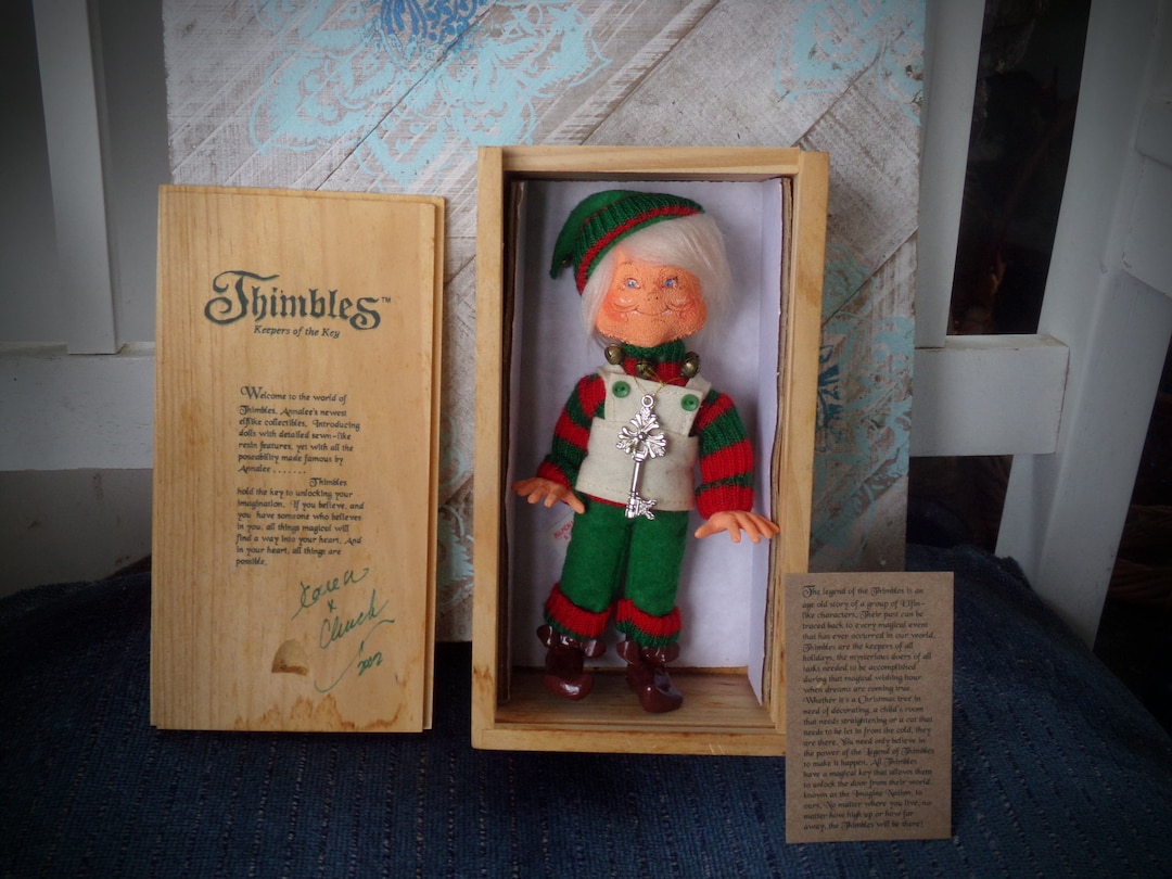 Rare Annalee Thimbles Doll / Signed Thimble Doll by Karen and Chuck