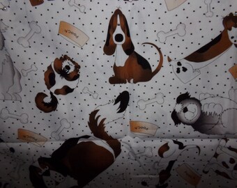 Vintage Fabric /  Dog Fabric  /  R J R Fabric Pound Hounds  /  Half Yard /  Cotton Quilt Fabric  / Dog Lover Fabric  / Service Dog Fabric /