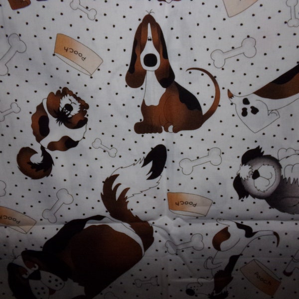 Vintage Fabric /  Dog Fabric  /  R J R Fabric Pound Hounds  /  Half Yard /  Cotton Quilt Fabric  / Dog Lover Fabric  / Service Dog Fabric /