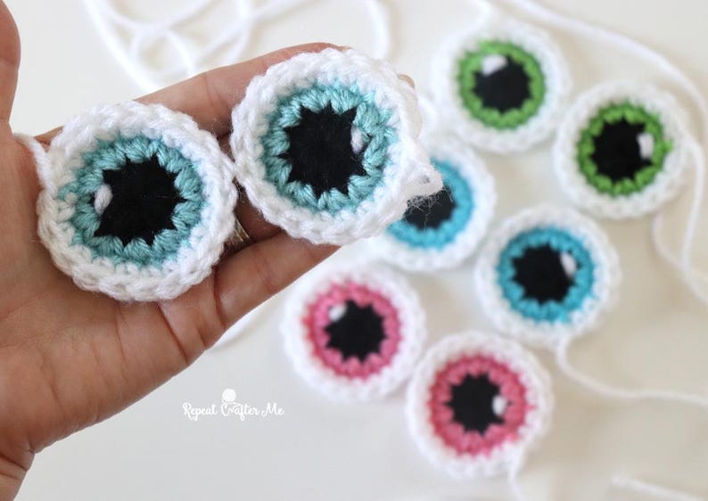 Crochet Cartoon Eyes Pattern - TWO Sizes!