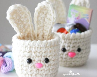 Bunny Cups Crochet Pattern PDF - Beginner Friendly Easter Spring Basket