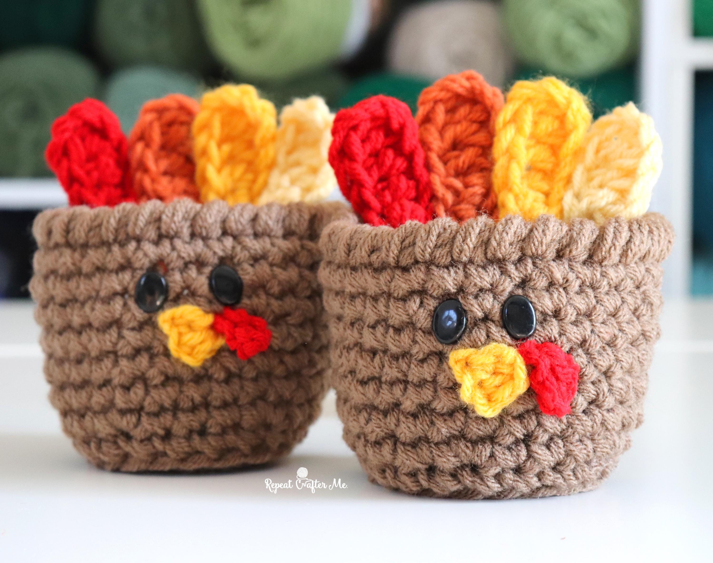 39 Turkey Crochet Patterns for Festive Thanksgiving Decorations 36 Turkey Crochet Cups