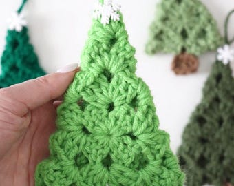 Crochet Granny Square Evergreen Trees Pattern - Christmas Ornament/Decor