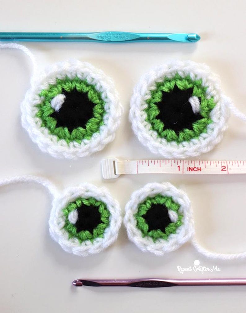 Crochet Cartoon Eyes Pattern - TWO Sizes!