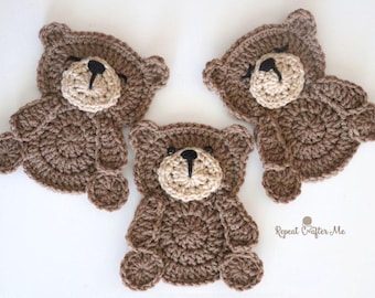 Crochet Teddy Bear Applique Pattern