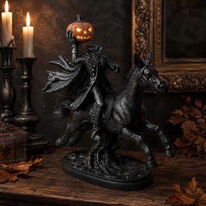 LED-staty utan huvud, gotisk bordsdekoration i harts för Halloween, pumparyttare