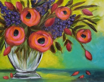 Flowers for Friday 12 x16 original painting on canvas board flowers hand painted flowers florals in a vase floral painting orginal artwork