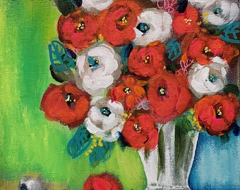Mini florals handpainted 6x6 canvas board