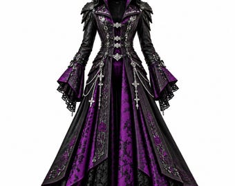 Abrigo gótico para mujer, gabardina morada, chaqueta steampunk victoriana, corsé, disfraz de cosplay