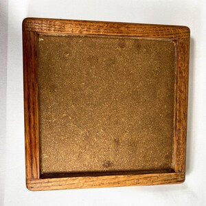 Vintage Magnolia Ceramic Tile Trivet: Handmade Oak Frame, 80s Decor image 6