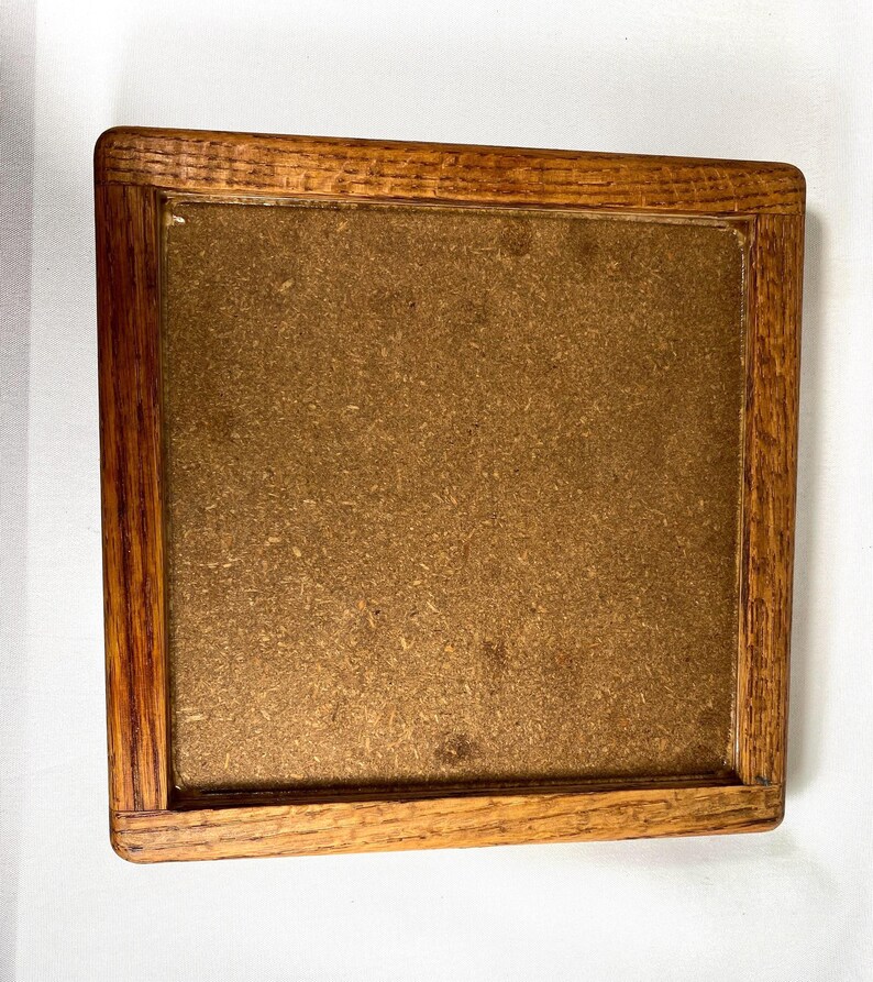 Vintage Magnolia Ceramic Tile Trivet: Handmade Oak Frame, 80s Decor image 6