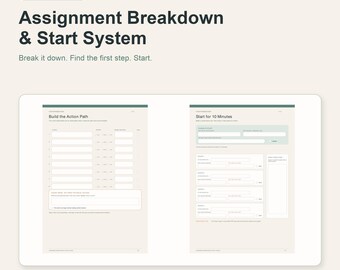 Assignment Breakdown and Start System, Fillable PDF Student Task Planner, Essay and Project Planning Tool