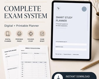 Exam Study Planner PDF, Printable Revision Planner and Study Schedule, Exam Preparation Bundle