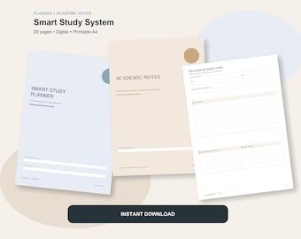 Digital Student Planner PDF with Academic Notes, Printable Study Planner, Cornell Notes & Exam Preparation Bundle