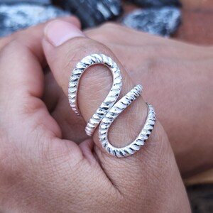 925 Sterling Silver Infinity Ring, Handmade Twisted Silver Ring, Double Loop Ring, Boho Statement Ring, Artisan Jewelry