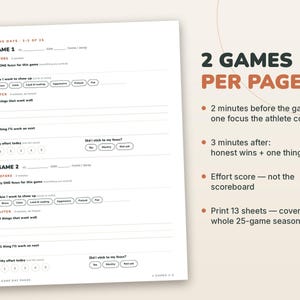 Team Gift Bag Filler, Game Day Journal Pages for Teen Athletes Printable, Small Gift from Coach | Pre Game Focus, Post Game Notes image 3