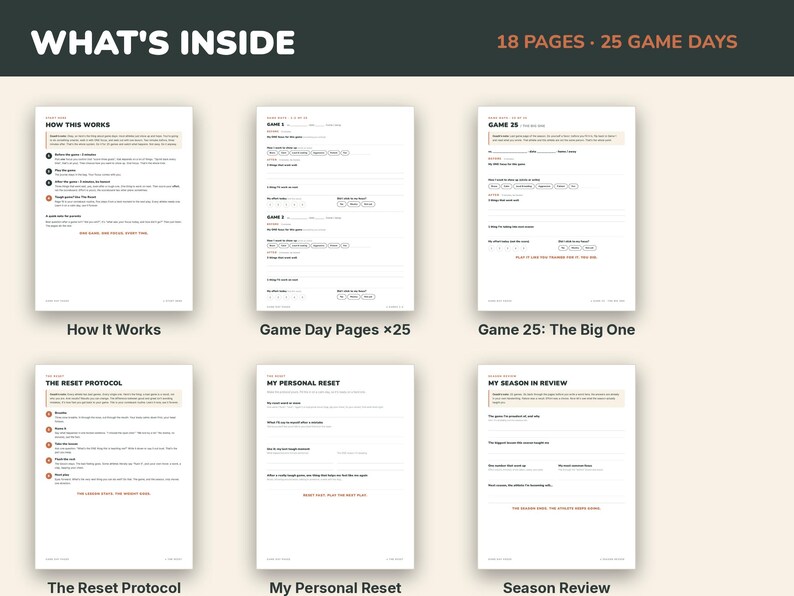 Team Gift Bag Filler, Game Day Journal Pages for Teen Athletes Printable, Small Gift from Coach | Pre Game Focus, Post Game Notes image 2