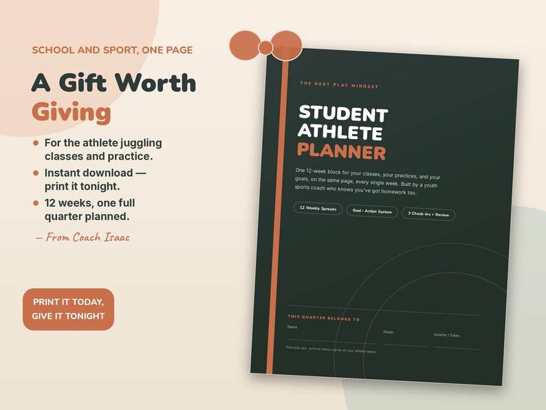 Planificador imprimible para estudiantes deportistas, regalo para madres de deportistas adolescentes, planificador semanal para la escuela y los deportes / Metas de 12 semanas, sin fecha. imagen 7