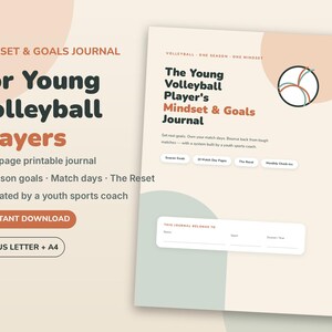 Volleyball Team Gifts, Volleyball Journal for Teen Players Printable, End of Season Gift from Coach | Mindset & Goals Journal image 1