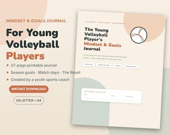 Regalos para equipos de voleibol, diario de voleibol para jugadores adolescentes (imprimible), regalo de fin de temporada del entrenador / diario de mentalidad y objetivos.