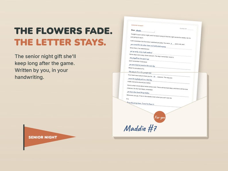 Senior Night Gift for Her, Senior Night Letter from Mom Dad Printable, Fill-in Letter to My Senior Daughter, Volleyball Soccer image 7