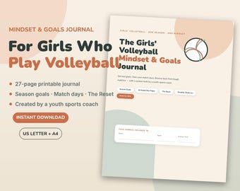 Volleyball Gifts for Girls, Volleyball Journal for Girls Printable, Teen Volleyball Player Gift | Mindset & Goals Journal