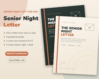 Senior Night Gift for Him, Senior Night Letter from Mom Dad Printable, Fill-in Letter to My Senior Son, Football Basketball Baseball