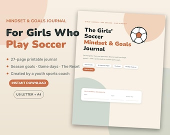 Regalos para chicas futbolistas, Diario de fútbol para chicas imprimible, Regalo para hija adolescente jugadora de fútbol / Diario de mentalidad y objetivos, Páginas para el día del partido
