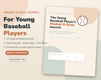 Baseball Team Gifts, Baseball Journal for Teen Players Printable, End of Season Gift from Coach | Mindset & Goals Journal