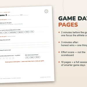 Baseball Team Gifts, Baseball Journal for Teen Players Printable, End of Season Gift from Coach | Mindset & Goals Journal image 3