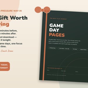 Team Gift Bag Filler, Game Day Journal Pages for Teen Athletes Printable, Small Gift from Coach | Pre Game Focus, Post Game Notes image 7